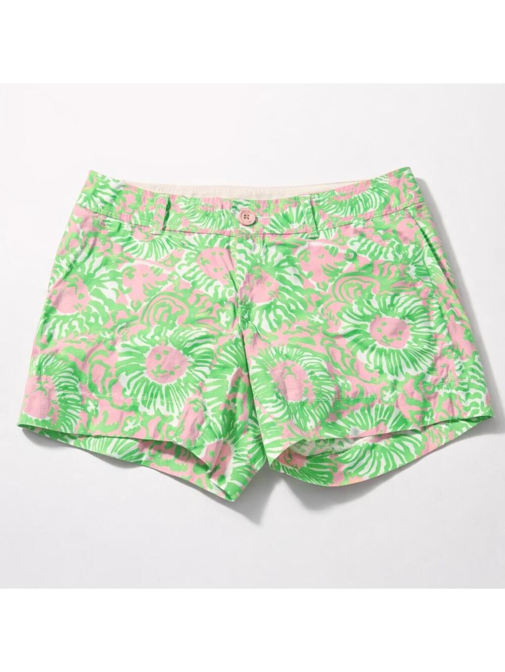 Lilly Pulitzer The Callahan Short Size 4 Green and Pink Lion Print Shorts